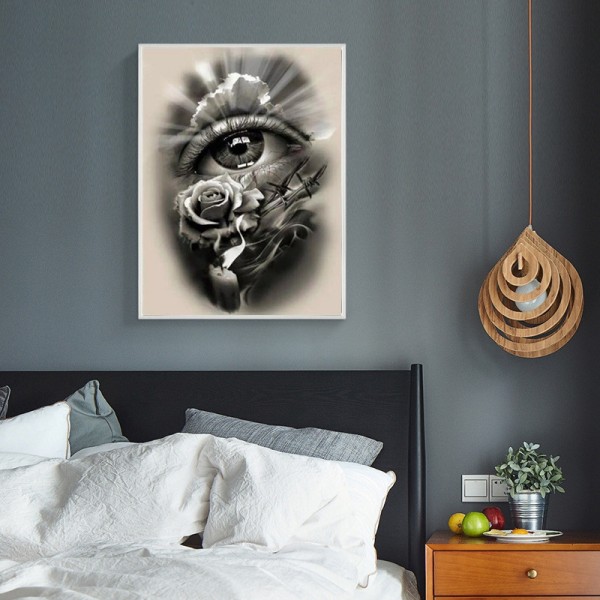 Variety Grey Eyes And Roses Diamond Art