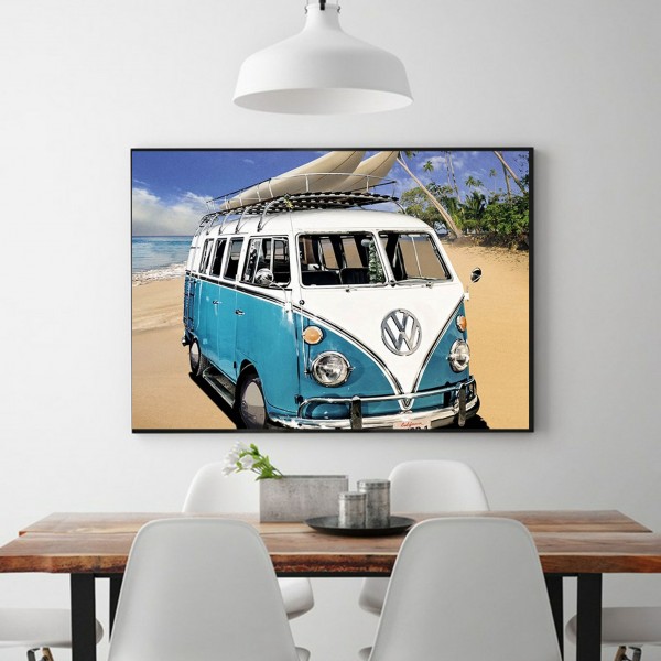 Scenes Surfing Blue Bus Diamond Art