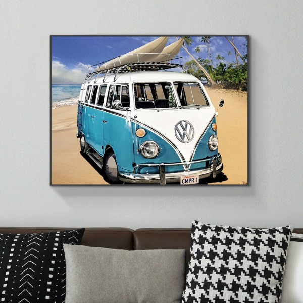 Scenes Surfing Blue Bus Diamond Art