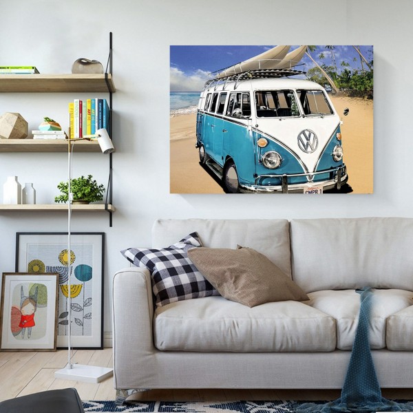 Scenes Surfing Blue Bus Diamond Art