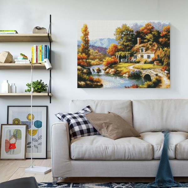 Scenes Small Village In Autumn Diamond Art