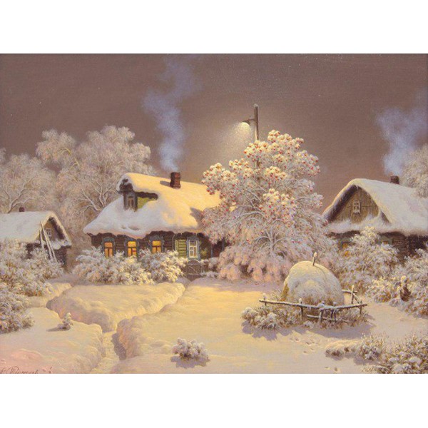 Scenes Small Mountain Village In Heavy Snow Diamond Art