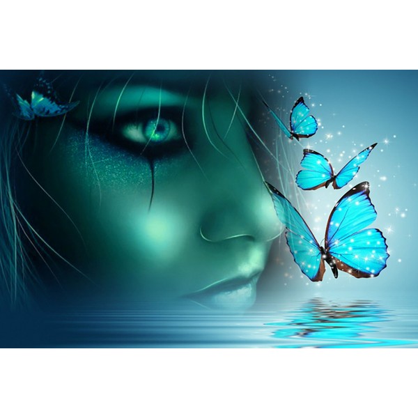 Scenes Reflection Of The Blue Butterfly God Diamond Art