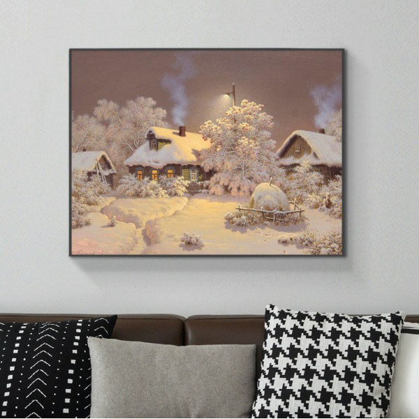 Scenes Small Mountain Village In Heavy Snow Diamond Art