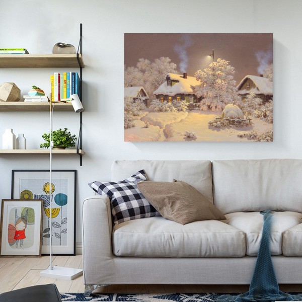 Scenes Small Mountain Village In Heavy Snow Diamond Art