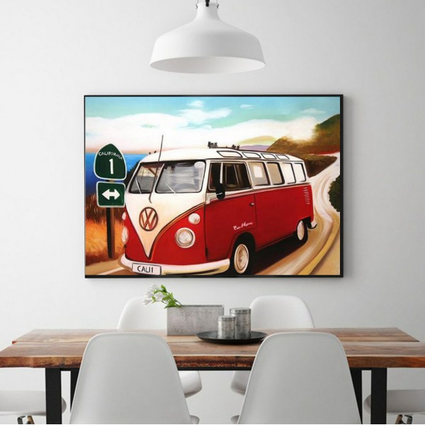 Scenes Red Bus For Pilgrimage Diamond Art