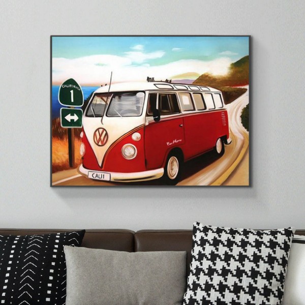 Scenes Red Bus For Pilgrimage Diamond Art