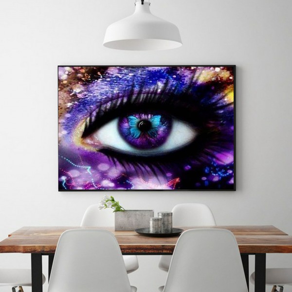 Scenes Purple Eyes With Butterflies Diamond Art