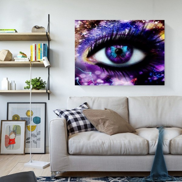 Scenes Purple Eyes With Butterflies Diamond Art