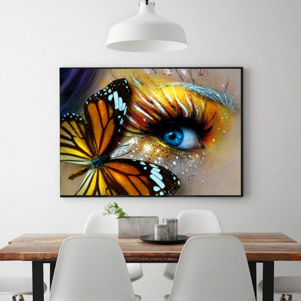 Scenes Orange Butterfly And Eyes Diamond Art