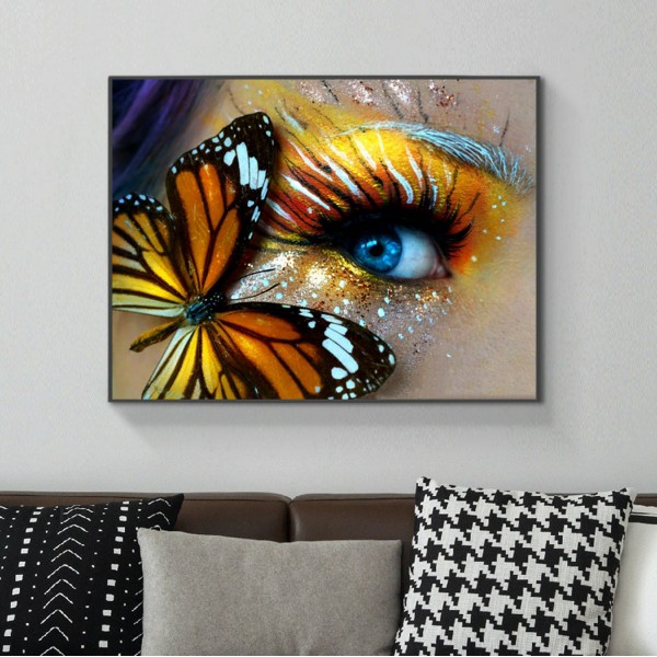 Scenes Orange Butterfly And Eyes Diamond Art