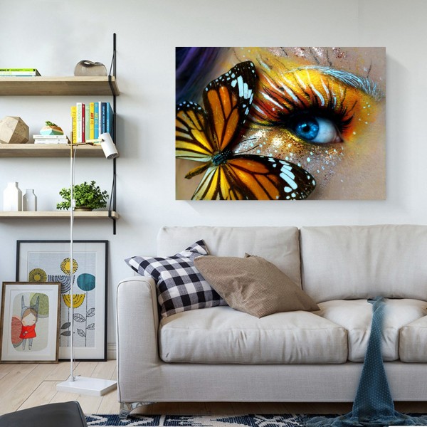 Scenes Orange Butterfly And Eyes Diamond Art