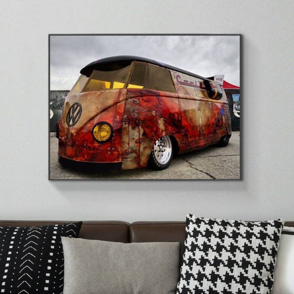 Scenes Old Red Bus Diamond Art