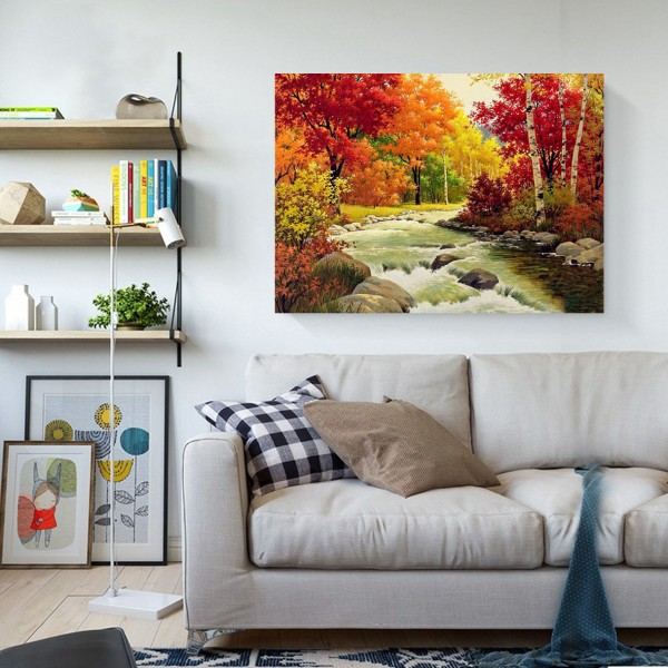 Scenes Maple Forest Full Of Red Leaves Diamond Art