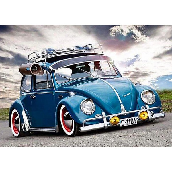 Scenes Little Blue Car On The Road Diamond Art