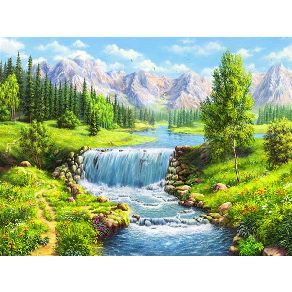 Scenes Green Hills And Green Waters Diamond Art