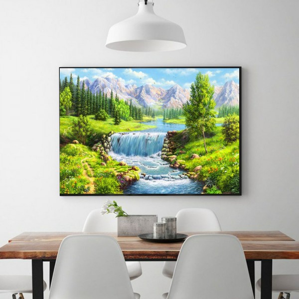 Scenes Green Hills And Green Waters Diamond Art