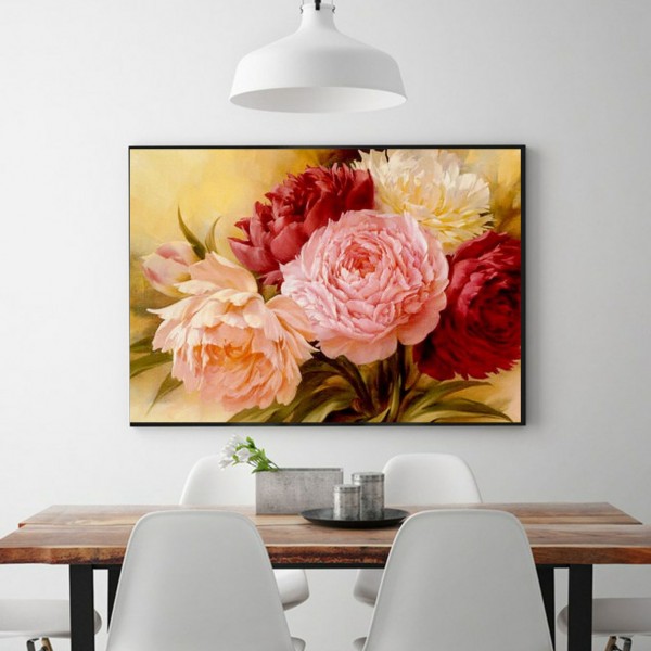 Scenes Four-color Peony Blossoms Diamond Art