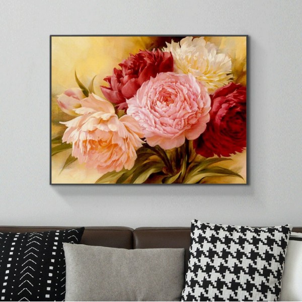 Scenes Four-color Peony Blossoms Diamond Art