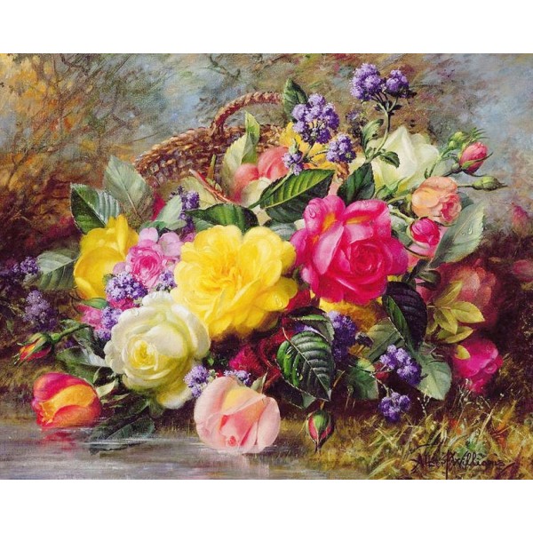 Scenes Colorful Flowers In A Flower Basket Diamond Art