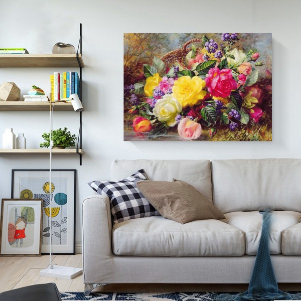 Scenes Colorful Flowers In A Flower Basket Diamond Art