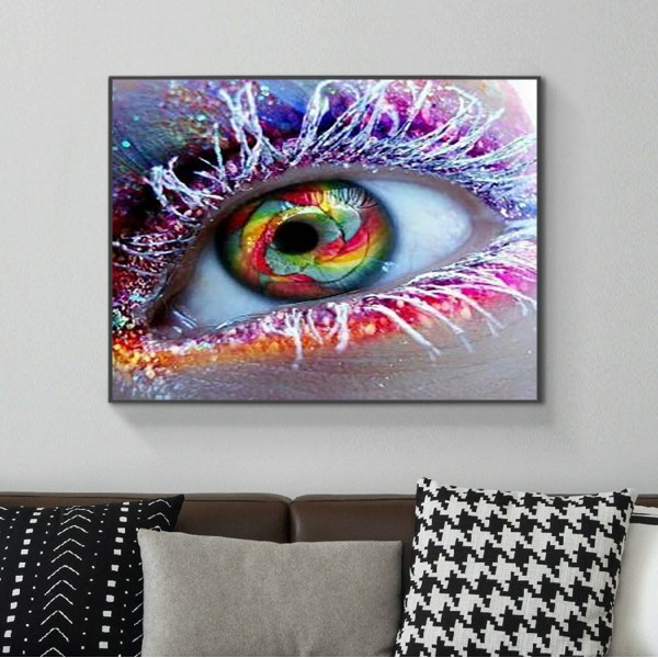 Scenes Colorful Eyes In The Snow Diamond Art