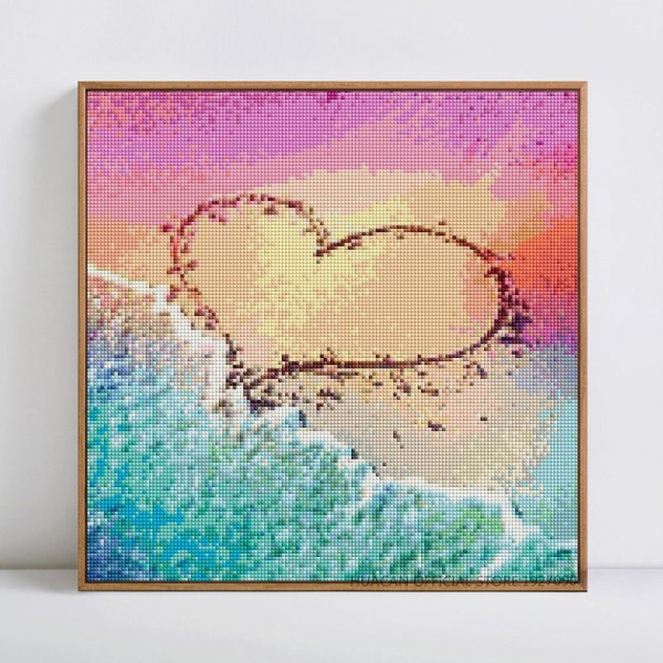Love Misc Attractive Heart On The Beach Square Diamonds