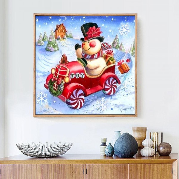 Snow Man Christmas Diy Painting Square Diamonds Winter