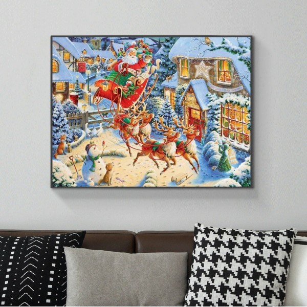 Festive Santa Claus Giving Gifts Diamond Art