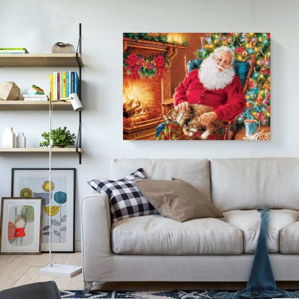 Festive Santa Claus By The Fire Diamond Art