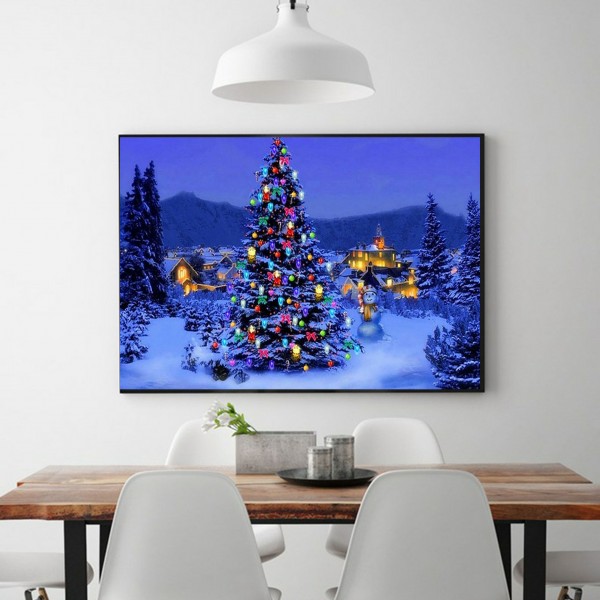 Festive Christmas Tree In The Snow Diamond Art