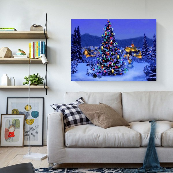 Festive Christmas Tree In The Snow Diamond Art