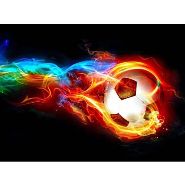 Misc Square Soccer Ball on Fire Diamond Painting Kit