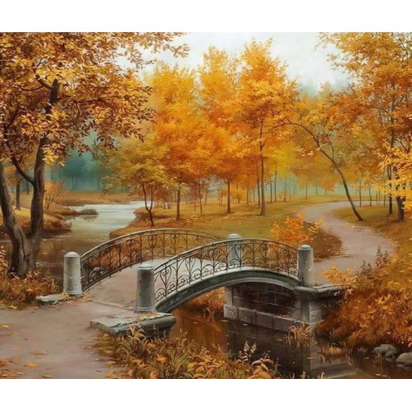 Landscape A Park Under Autumn – Diamond Art