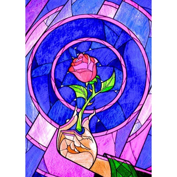 Flowers Stained Glass Rose Diamond Art Kit