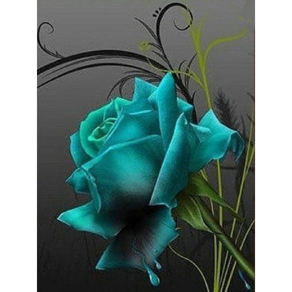 Flowers Roses Blue Rose Diamond Art