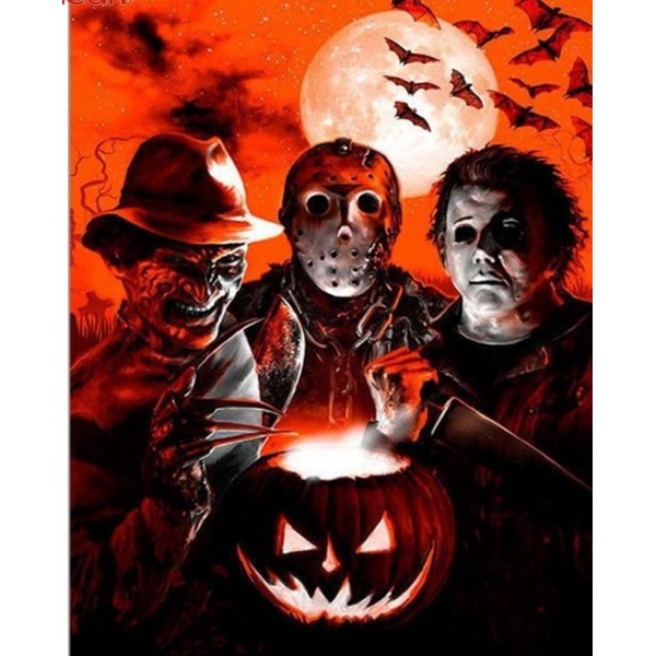 Birds Happy Halloween People Square Diamond Art Kit