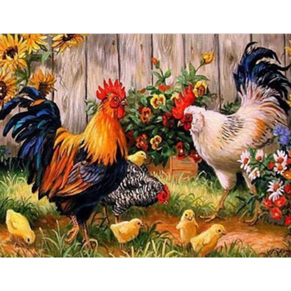 Birds Flowers Farm & Chickens Painting Kit