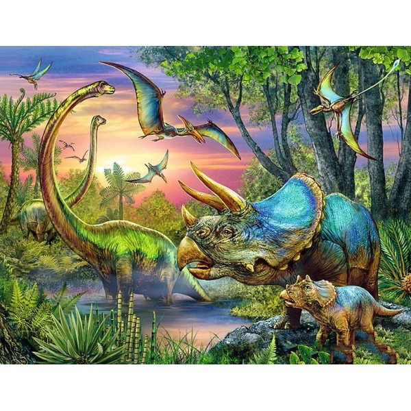 Animals Land Of Dinosaurs Diamond Painting Kit Landscape