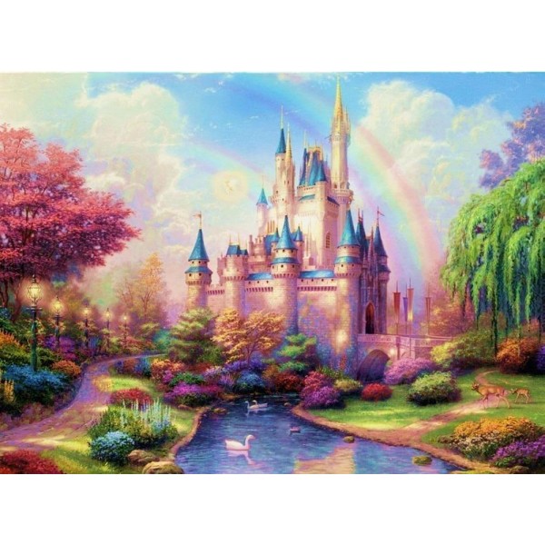 Cartoon Disney Square Sea & Rivers Incredible Castle View Diamond Painting