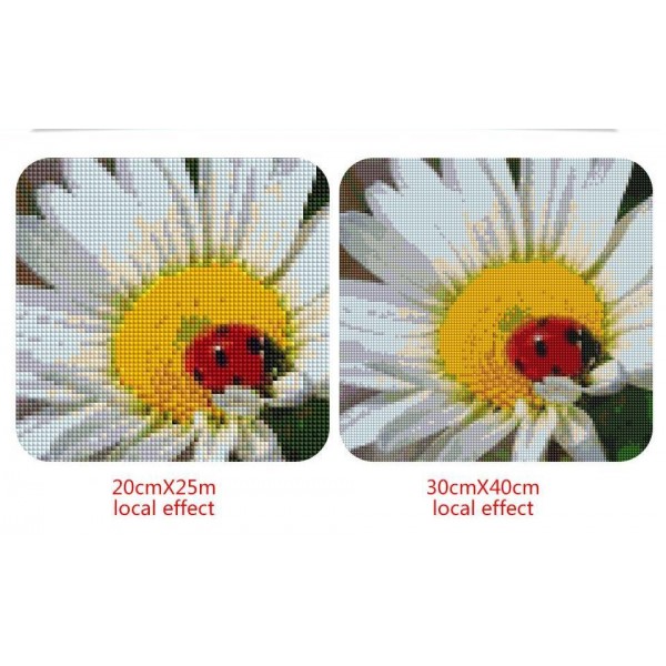 Square Beautiful Ladybug On Flower Painting With Diamonds