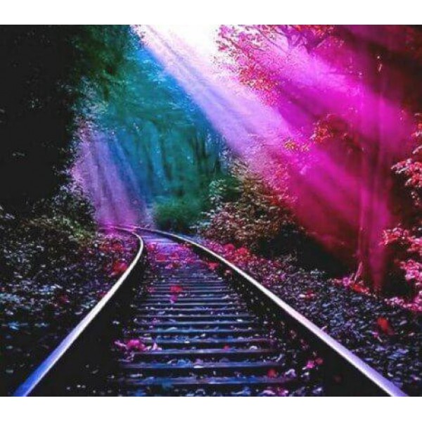 Landscape Rail Track Along The Forest