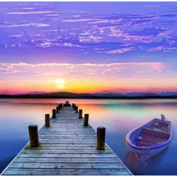 Landscape Ships & Boats Magnificent Nature Landscapediamond Painting Sunset
