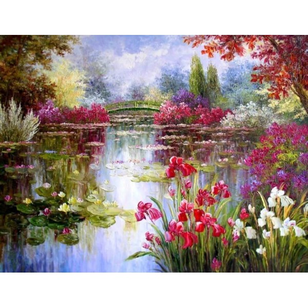 Lake & Flowers Diamond Painting Kit
