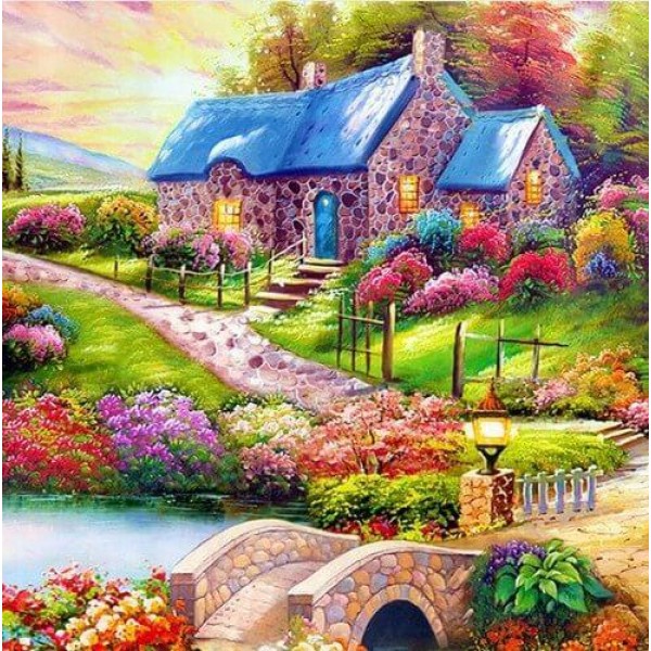 Flowers Stunning Garden DIY Painting Kit Landscape