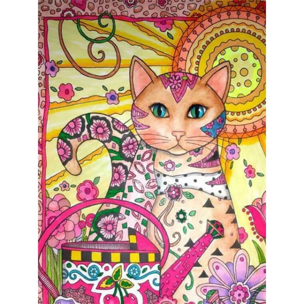 Custom Diamond Painting Instructions Colorful Artistic Cat Diamond Art Painting Kit