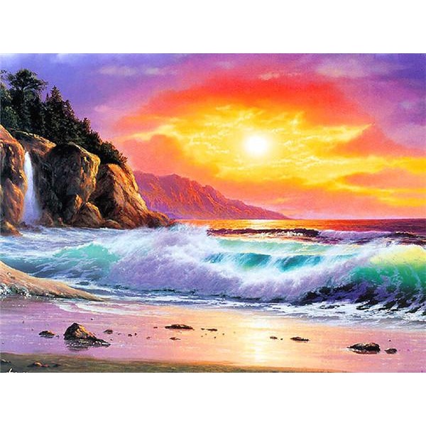 Best Sea & Rivers Stunning Sea Waves Sunset Square Diamonds