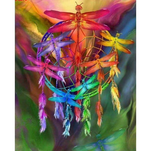 Custom Diamond Painting Beads Beautiful Colorful Dragonflies – Paint By Diamonds