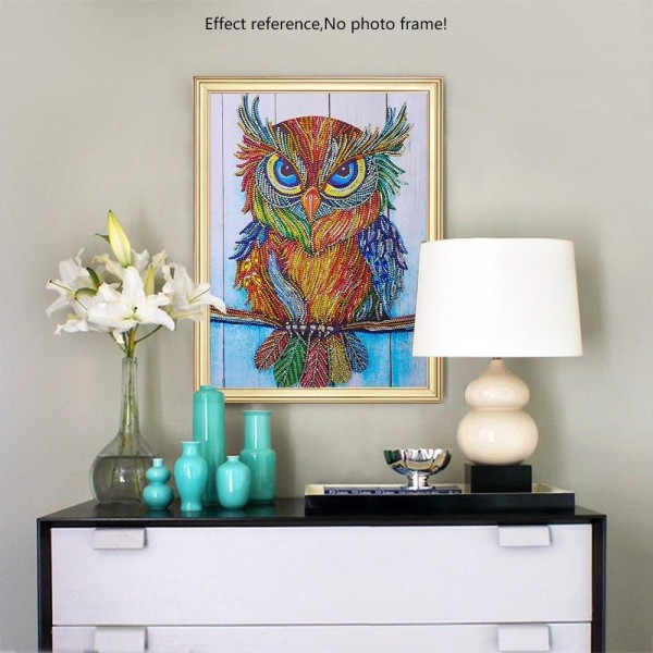 Special Diamonds Birds Big Colorful Staring Owl