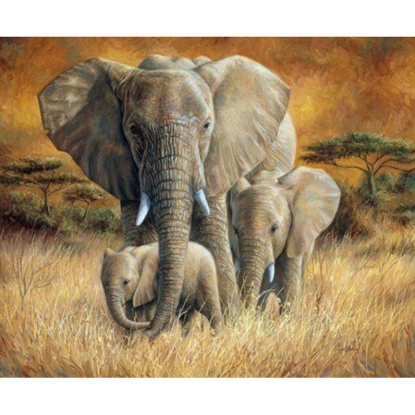 Elephant Animals Family DIY Diamond Painting Kit